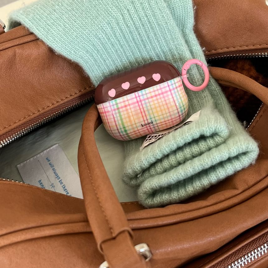 Plaid AirPods / Pro Earphone Case Skin / Floral Charm / Set