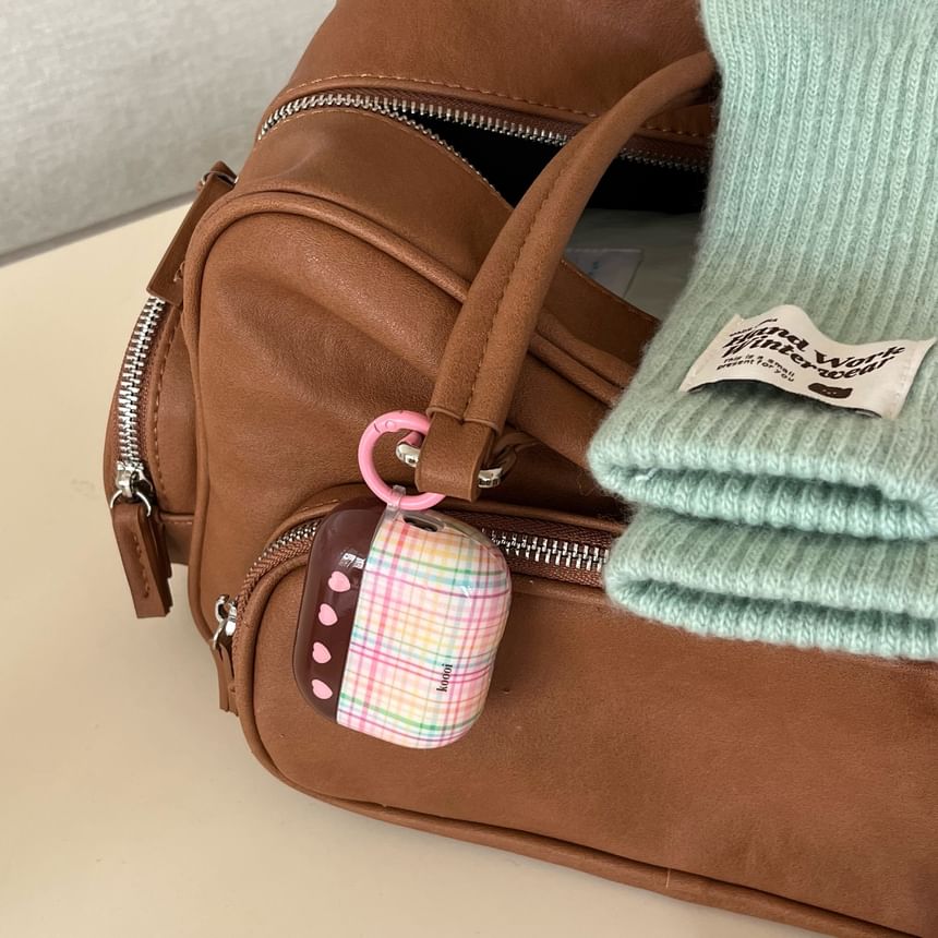 Plaid AirPods / Pro Earphone Case Skin / Floral Charm / Set