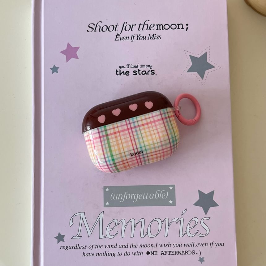 Plaid AirPods / Pro Earphone Case Skin / Floral Charm / Set