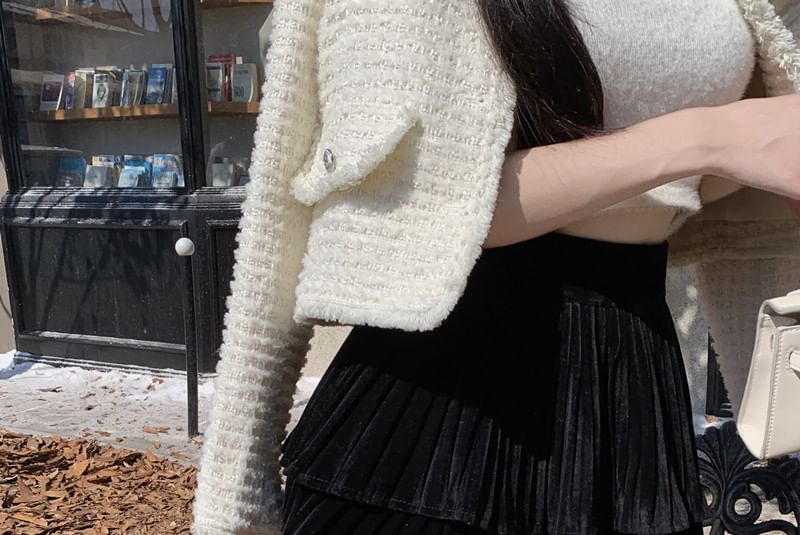 Tiered Pleated Mini A-Line Skirt with High Waist