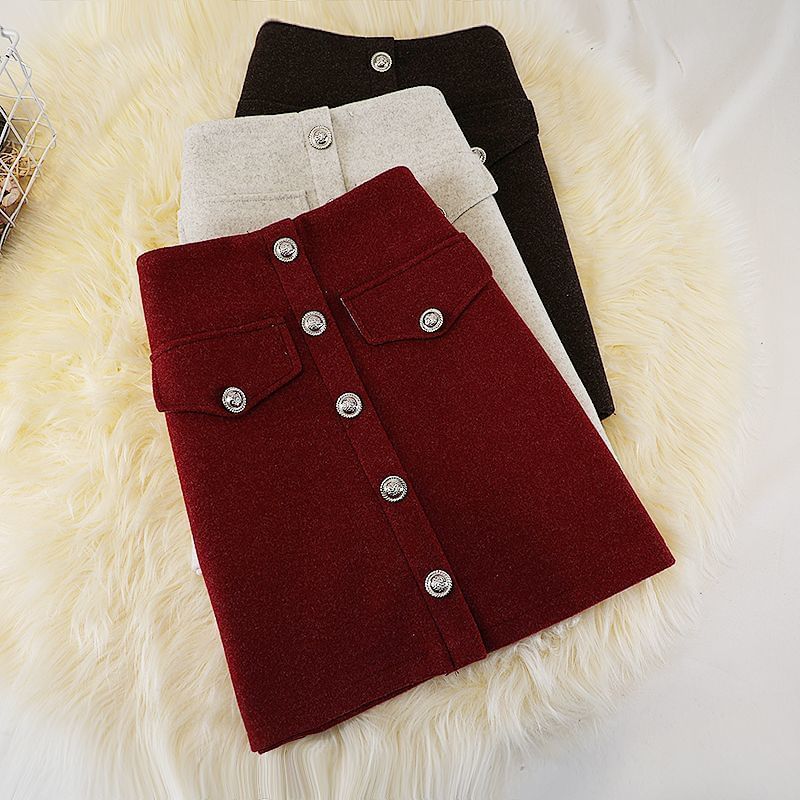 Button-Up Mini A-Line Skirt with High Rise