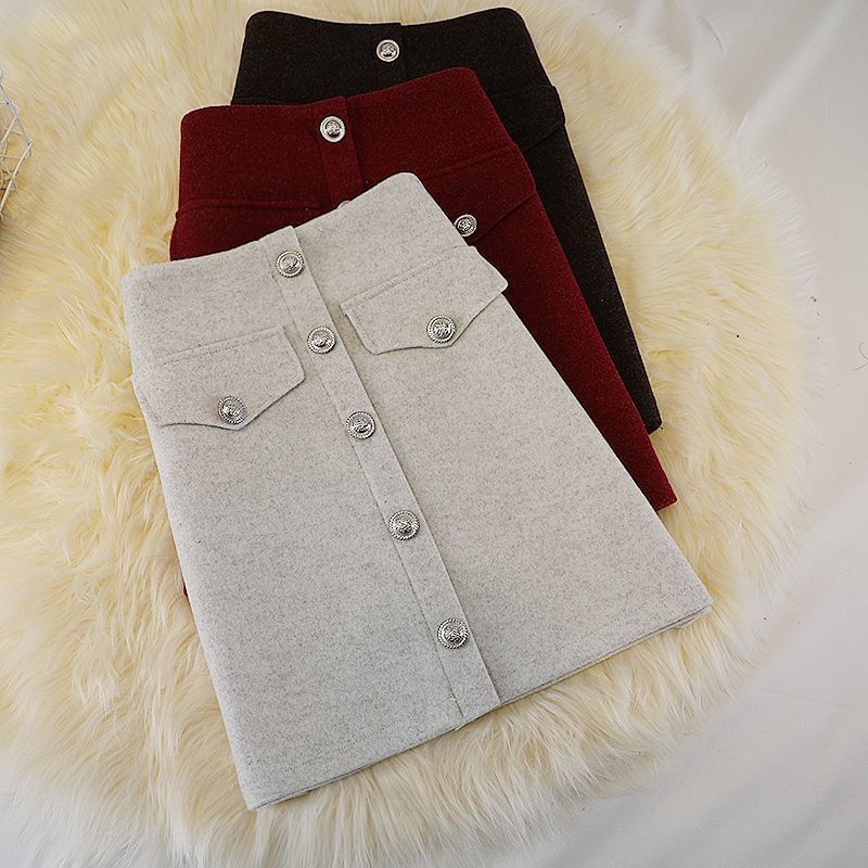Button-Up Mini A-Line Skirt with High Rise