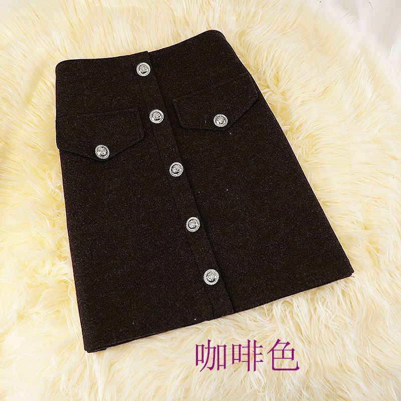 Button-Up Mini A-Line Skirt with High Rise
