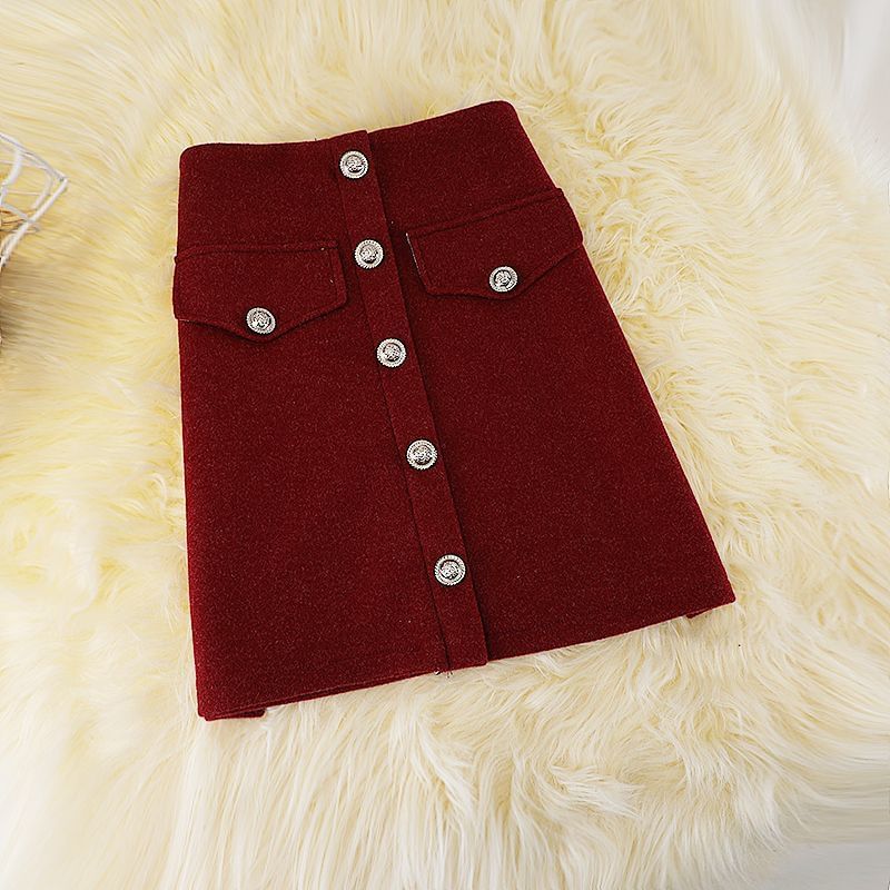 Button-Up Mini A-Line Skirt with High Rise