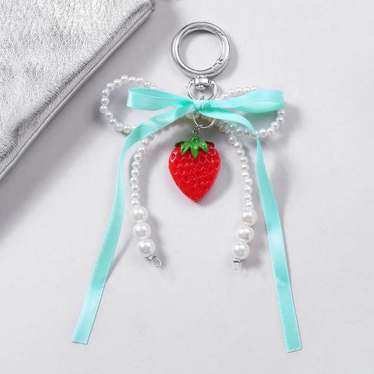 Fruits & Faux Pearl Bow Bag Charm / Keychain