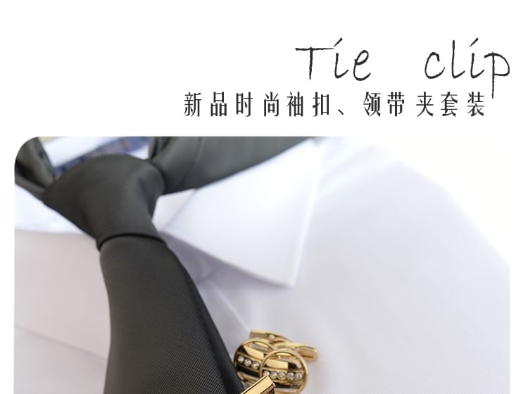 Rhinestone Cufflinks / Tie Clip / Set