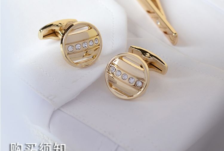 Rhinestone Cufflinks / Tie Clip / Set