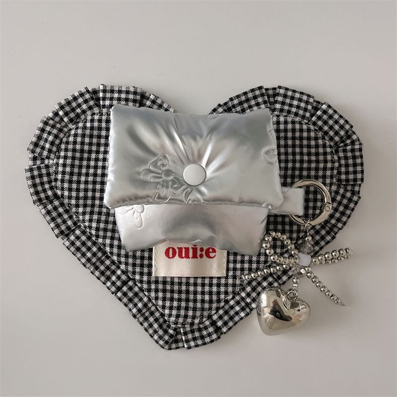 Fabric Heart Faux Pearl Strap AirPods / Pro Earphone Case Skin