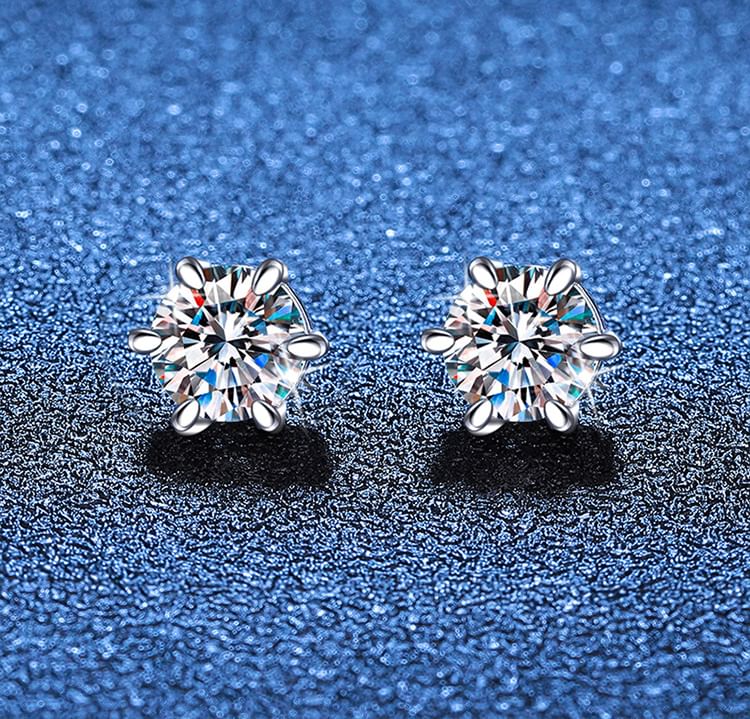 Moissanite / Rhinestone S925 Sterling Silver Magnetic Earring / Set