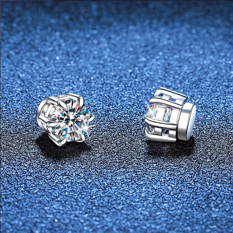 Moissanite / Rhinestone S925 Sterling Silver Magnetic Earring / Set