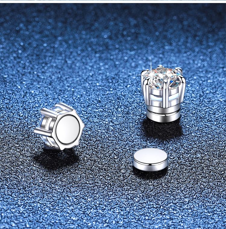 Moissanite / Rhinestone S925 Sterling Silver Magnetic Earring / Set