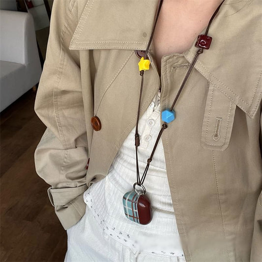 Plaid AirPods / Pro Earphone Case Skin / Dog Charm / Lanyard / Set