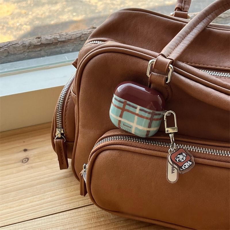 Plaid AirPods / Pro Earphone Case Skin / Dog Charm / Lanyard / Set