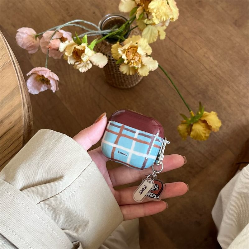 Plaid AirPods / Pro Earphone Case Skin / Dog Charm / Lanyard / Set