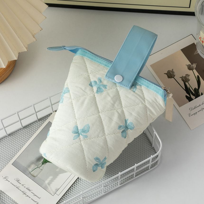 Bowknot Quilted Makeup Bag / Pencil Case