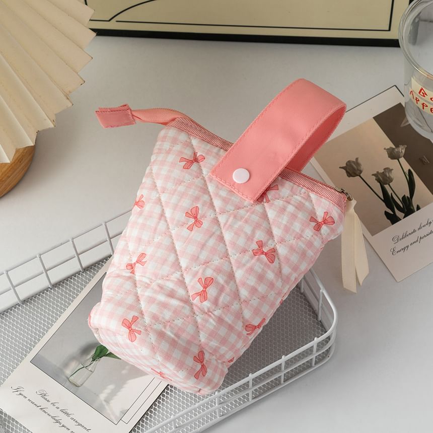 Bowknot Quilted Makeup Bag / Pencil Case