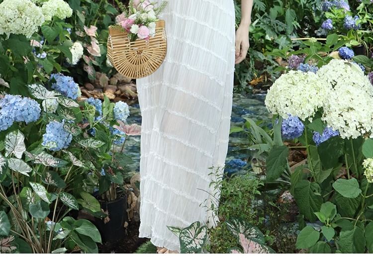 Tiered Halter Maxi Dress, A-Line Silhouette
