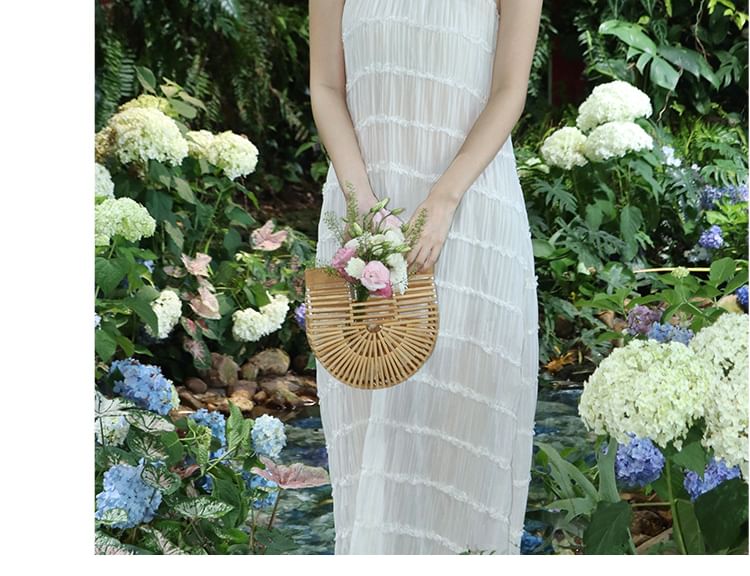 Tiered Halter Maxi Dress, A-Line Silhouette