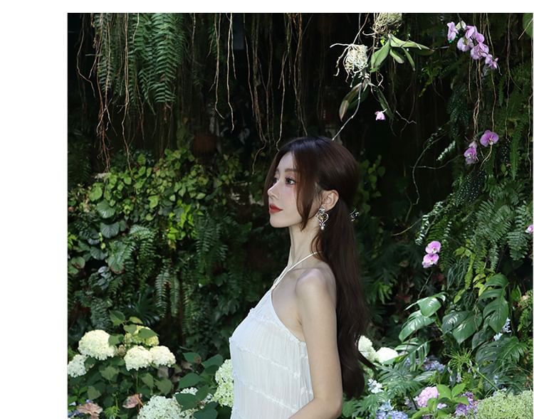 Tiered Halter Maxi Dress, A-Line Silhouette