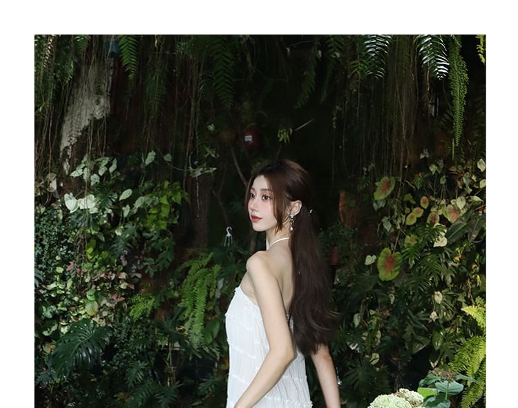 Tiered Halter Maxi Dress, A-Line Silhouette