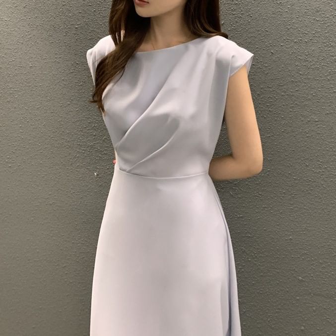 Crewneck Sleeveless A-Line Maxi Dress