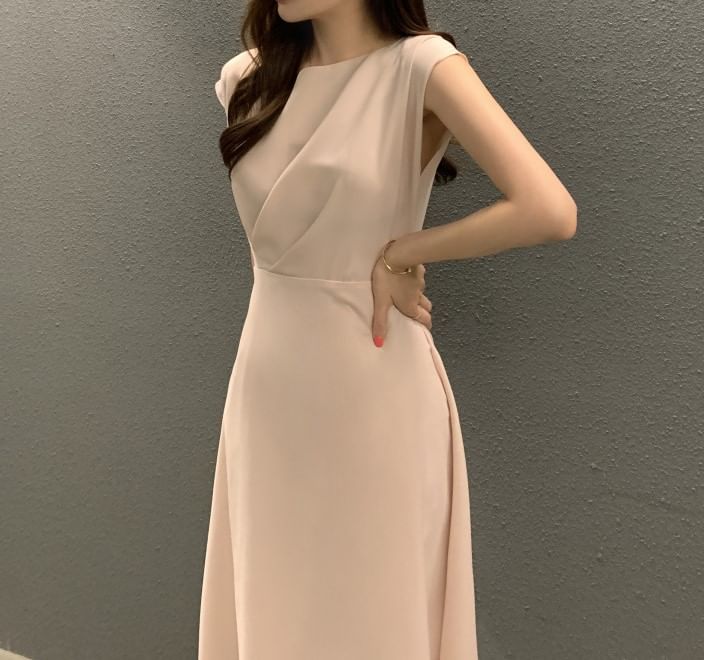 Crewneck Sleeveless A-Line Maxi Dress