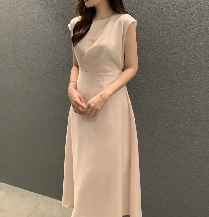 Crewneck Sleeveless A-Line Maxi Dress