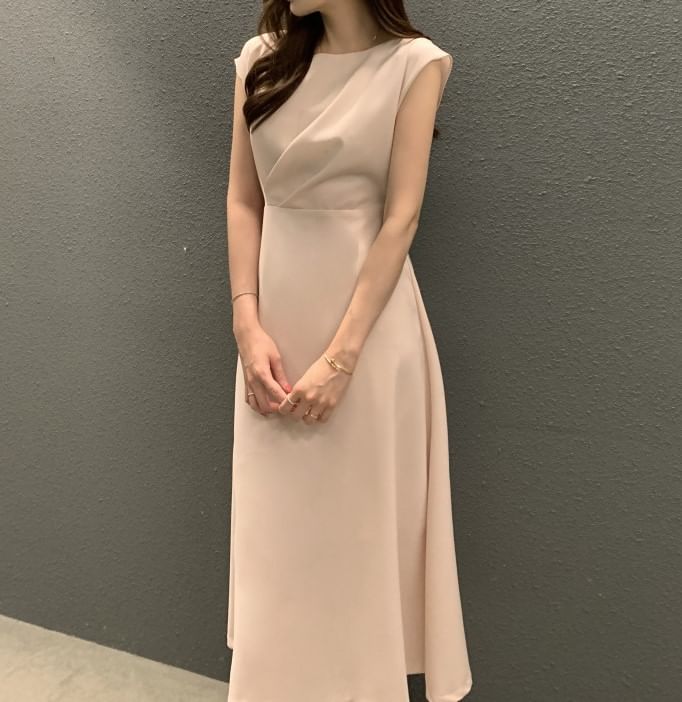 Crewneck Sleeveless A-Line Maxi Dress