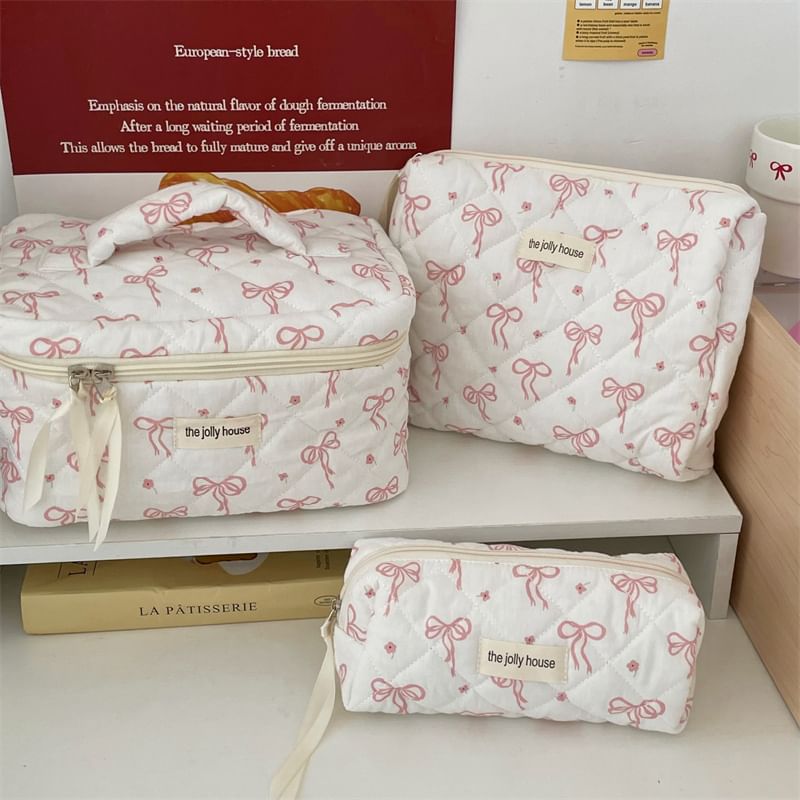 Bow Fabric Makeup Bag (Various Designs) / Set
