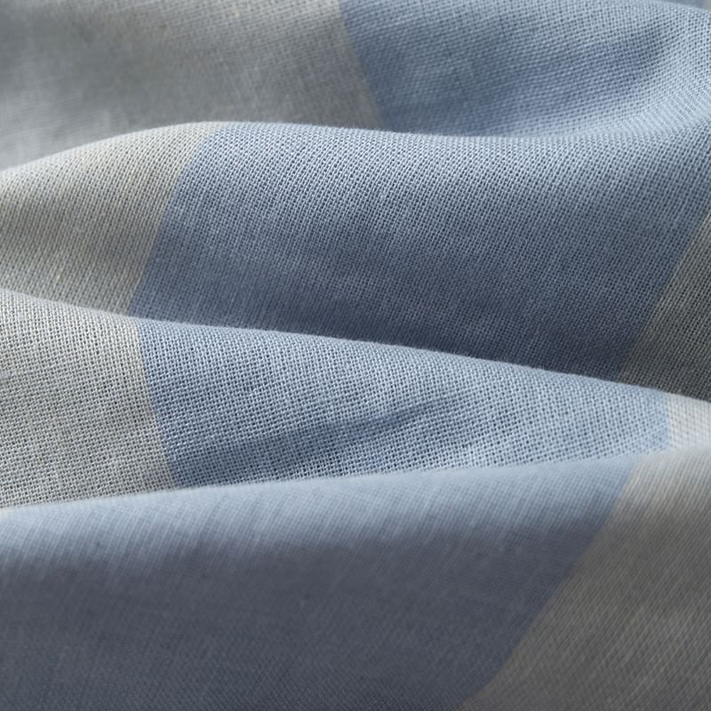 Couple Matching Pajama Set: Long-Sleeve Lapel Collar Striped Cartoon Embroidered Button-Up Top + Pants