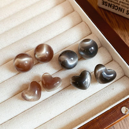 Bead Stud Alloy Heart Earring /