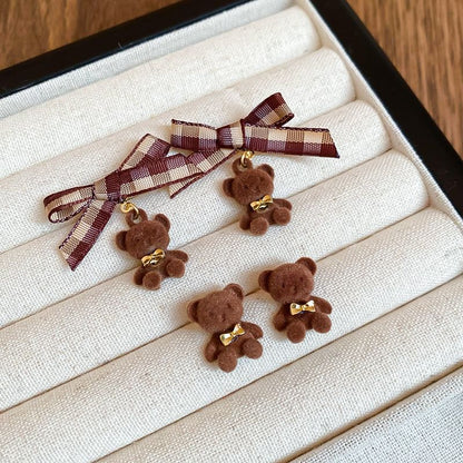 Drop Earring Bow Stud Bear /