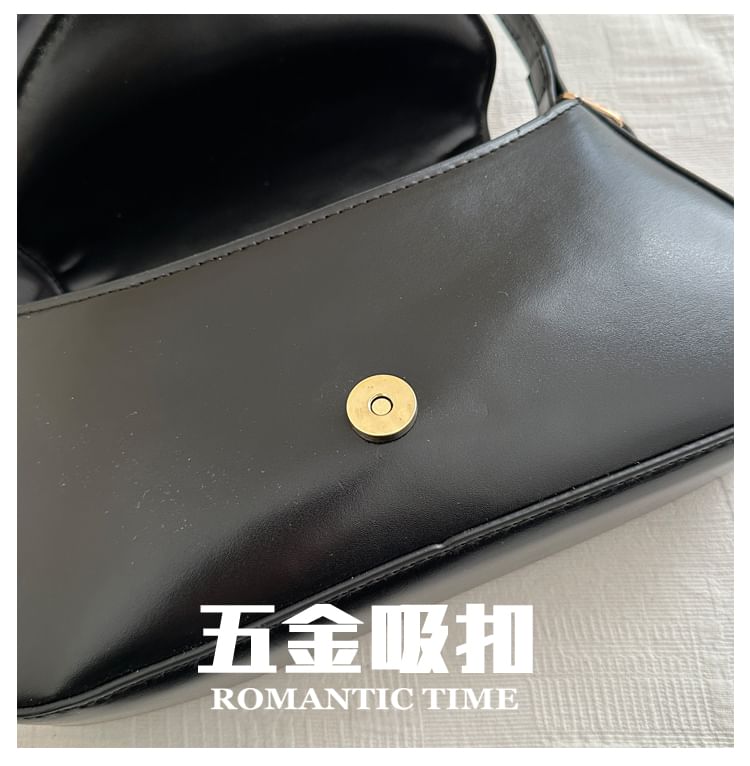 Studded Faux Leather Flap Shoulder Bag