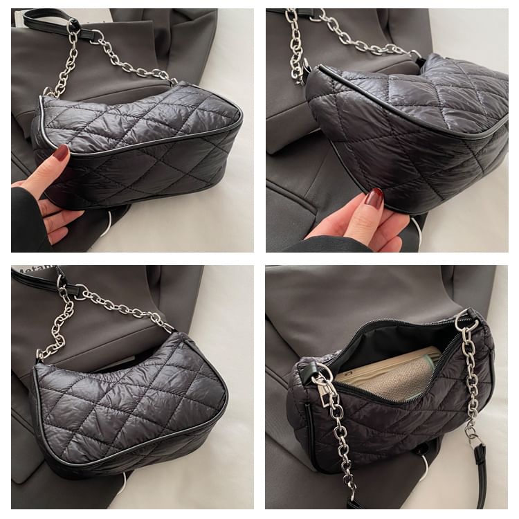 Plain Quilted Shoulder Bag