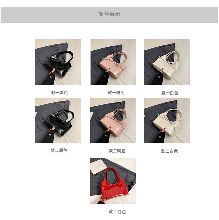 Faux Leather Plain Bowknot Shoulder Bag