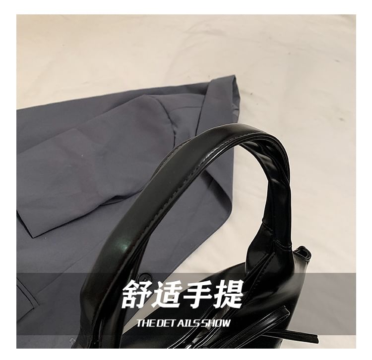 Faux Leather Plain Bowknot Shoulder Bag
