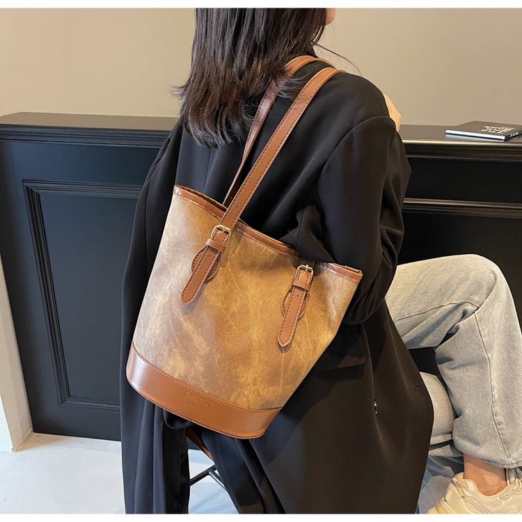 Marble Faux Leather Shoulder Bag