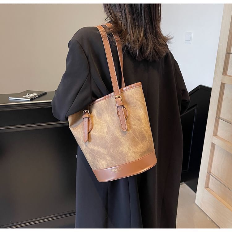 Marble Faux Leather Shoulder Bag