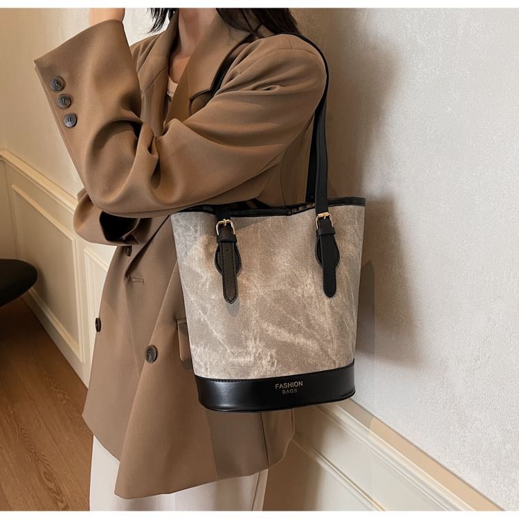 Marble Faux Leather Shoulder Bag