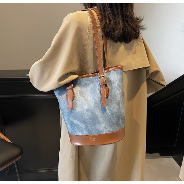 Marble Faux Leather Shoulder Bag