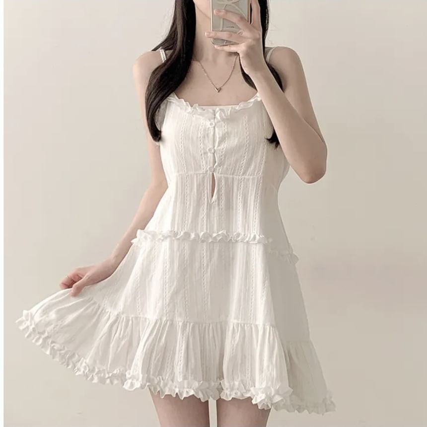 Tiered Frill Mini A-Line Dress - Thin Strap