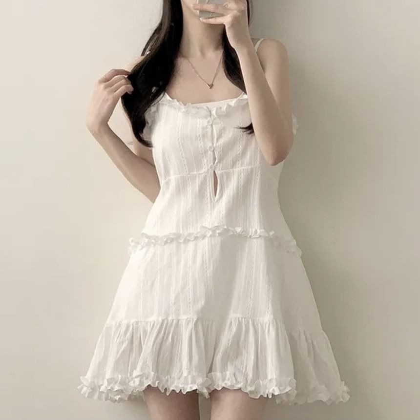Tiered Frill Mini A-Line Dress - Thin Strap