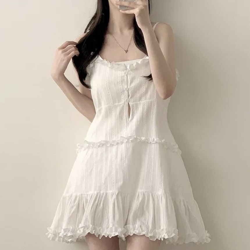 Tiered Frill Mini A-Line Dress - Thin Strap