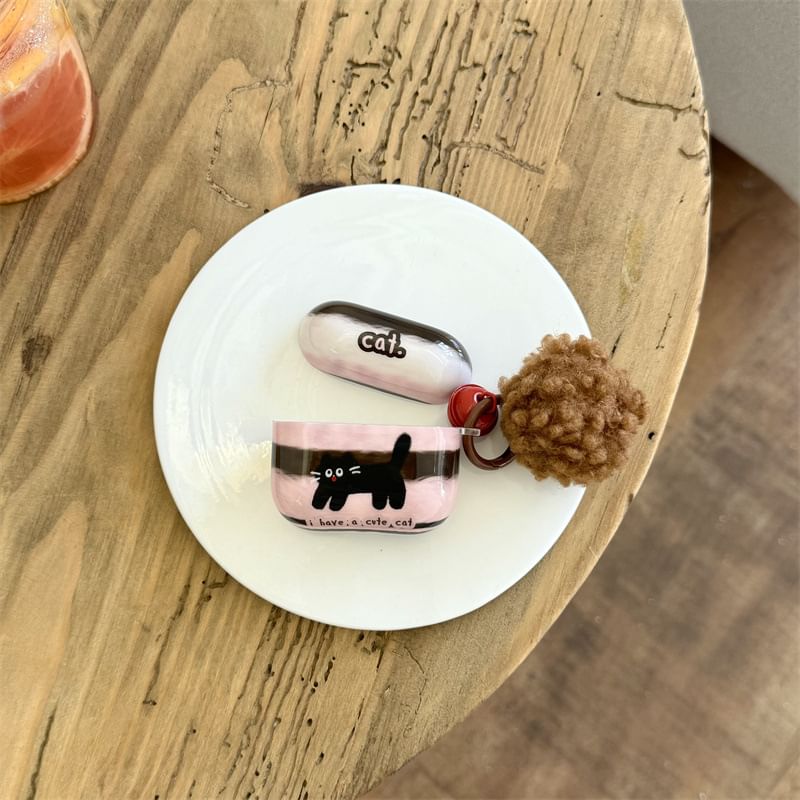 Cat AirPods / Pro Earphone Case Skin / Pom Pom Charm / Set
