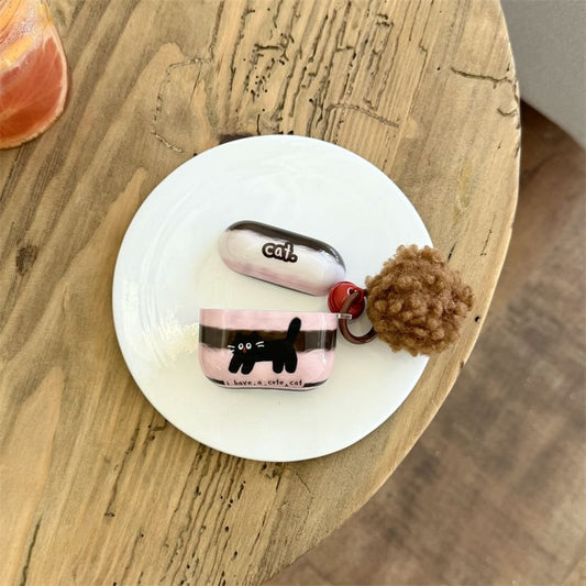 Cat AirPods / Pro Earphone Case Skin / Pom Pom Charm / Set