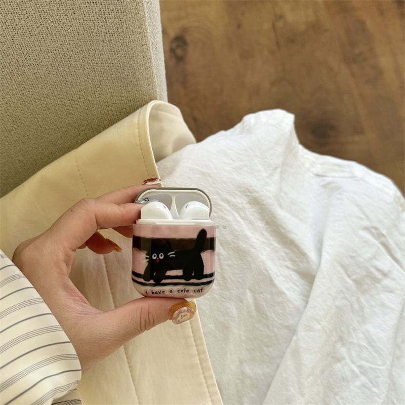 Cat AirPods / Pro Earphone Case Skin / Pom Pom Charm / Set