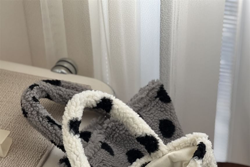 Dotted Faux Shearling Shoulder Bag