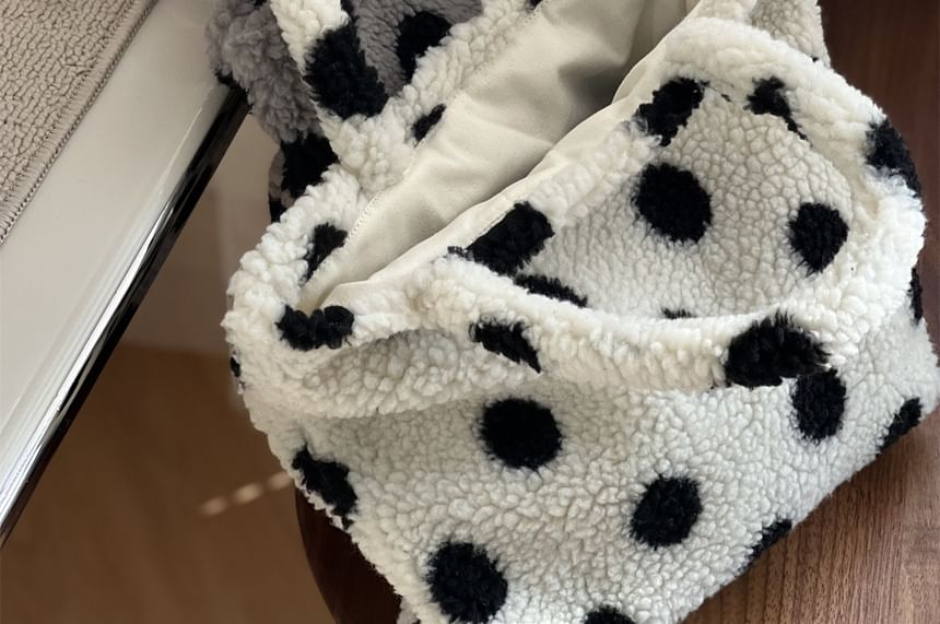 Dotted Faux Shearling Shoulder Bag