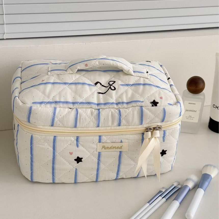 Bow Star Striped Fabric Makeup Bag (Various Designs)