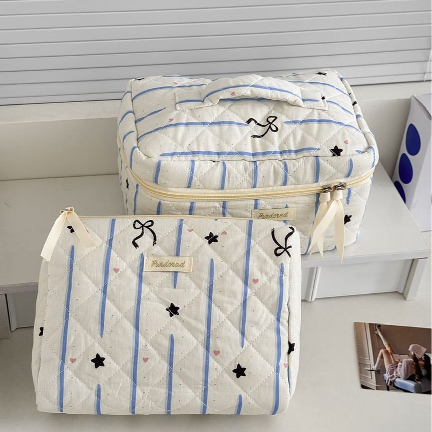 Bow Star Striped Fabric Makeup Bag (Various Designs)